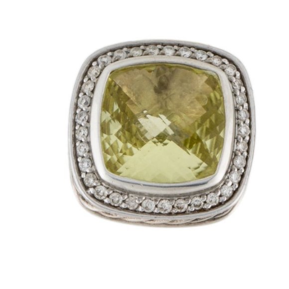 DAVID YURMAN DIAMOND 1/2 CTW & LEMON QUARTZ STERLING SILVER EARCLIP EARRINGS - Picture 3 of 5